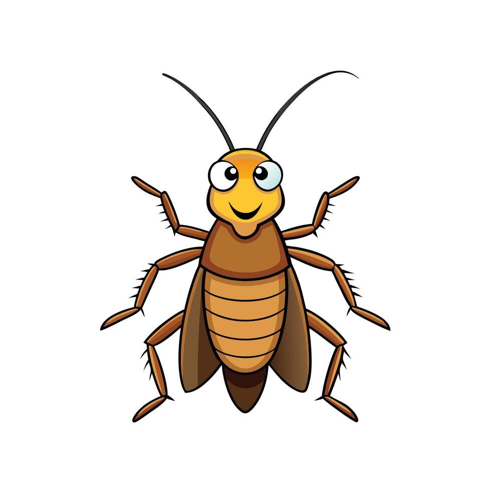 Smiling cockroach cartoon illustration isolated on white background vector
