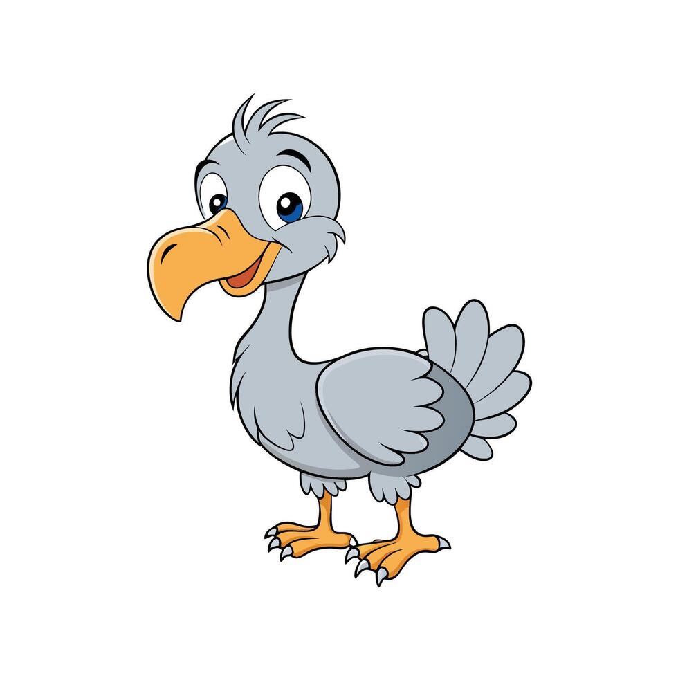 Cartoon Dodo Bird Illustration with Happy Expression and Details vector