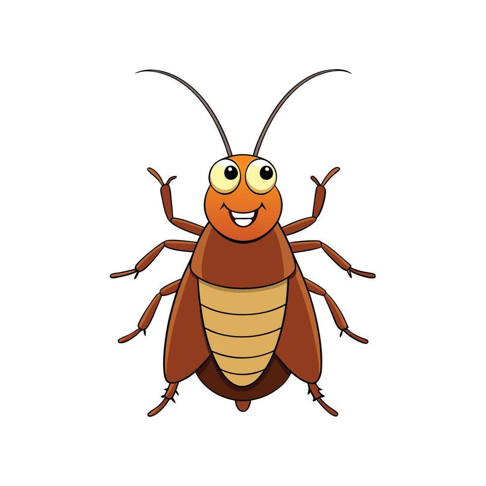 Cute cartoon cockroach character standing on a white background vector
