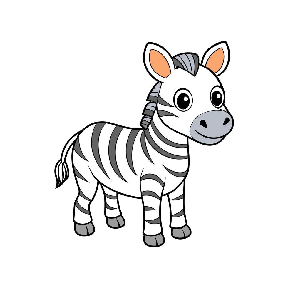 Cartoon style zebra illustration against white background design vector