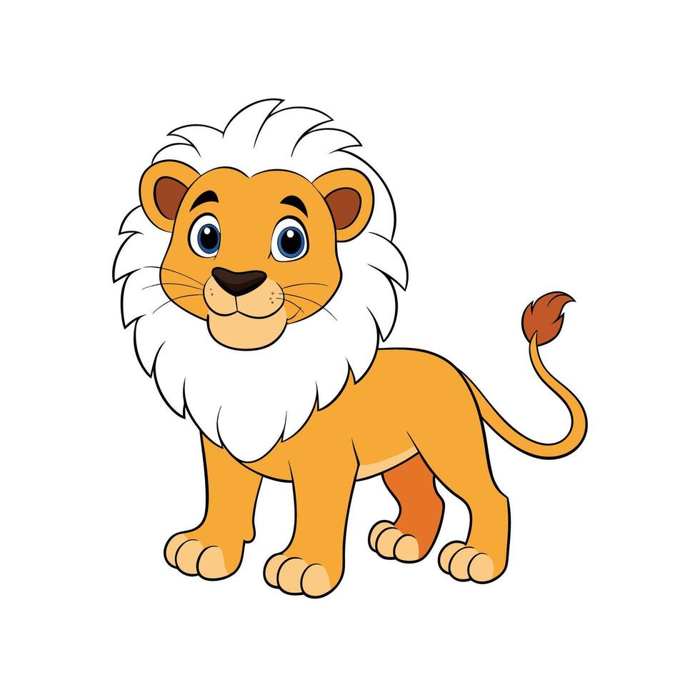Cartoon style lion character illustration on a white background vector