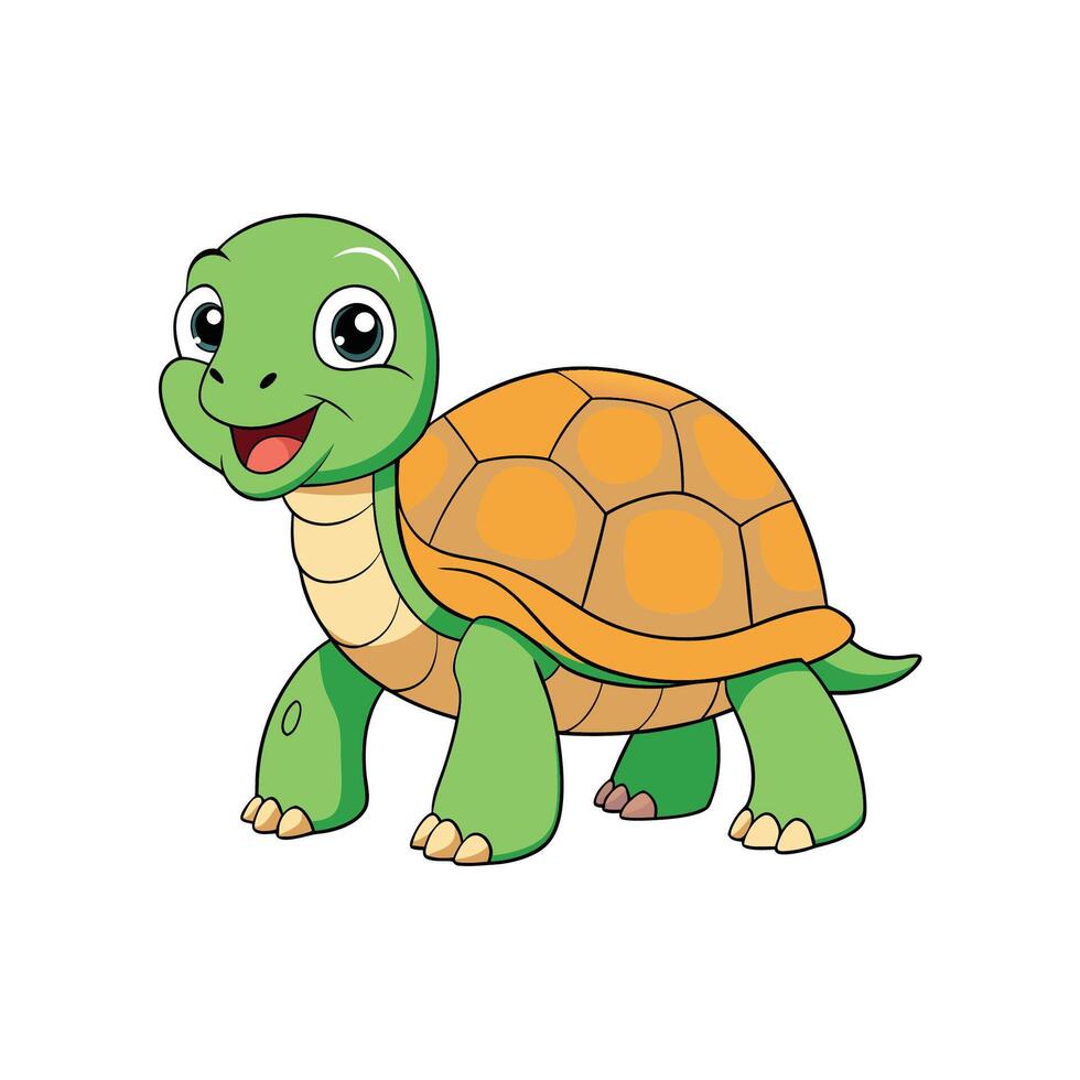 Cartoon turtle with friendly expression in a simple style vector