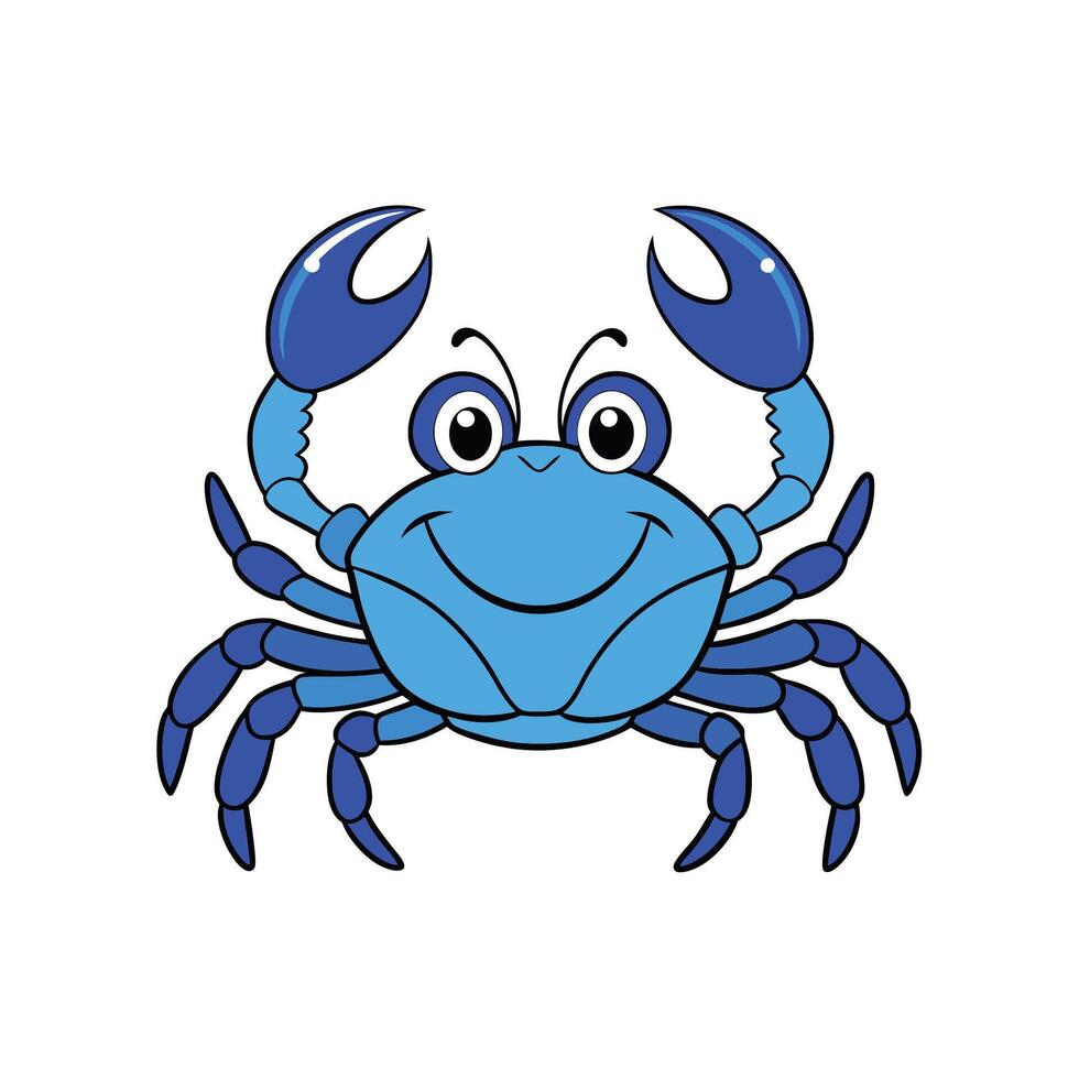 Cartoon blue crab with a cheerful smile illustration vector