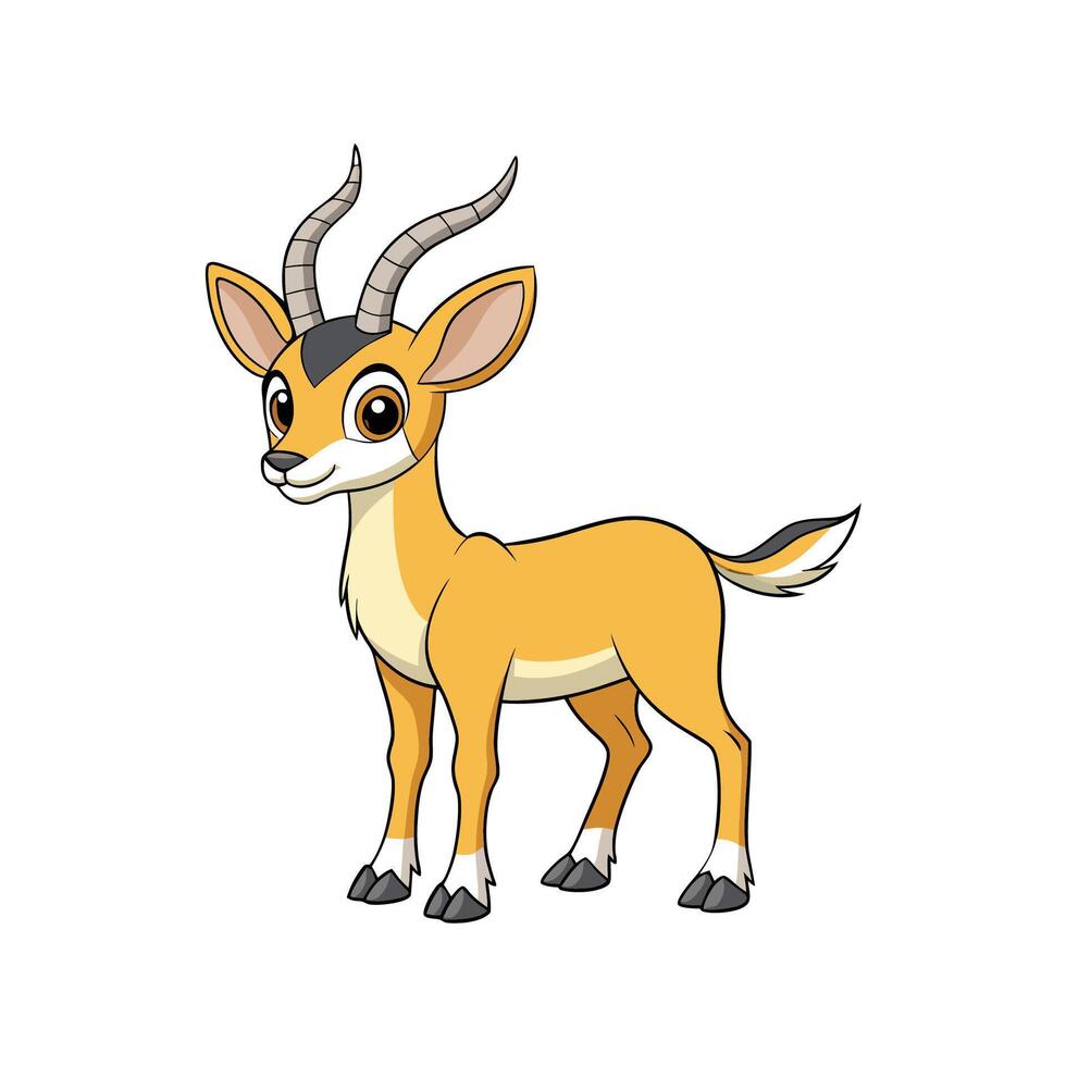 Cartoon gazelle character standing against a white background studio vector