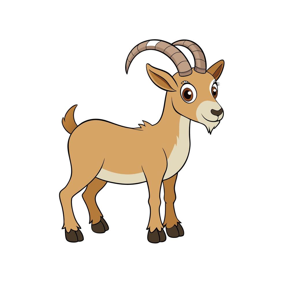 Cute cartoon ibex illustration standing on a white background vector