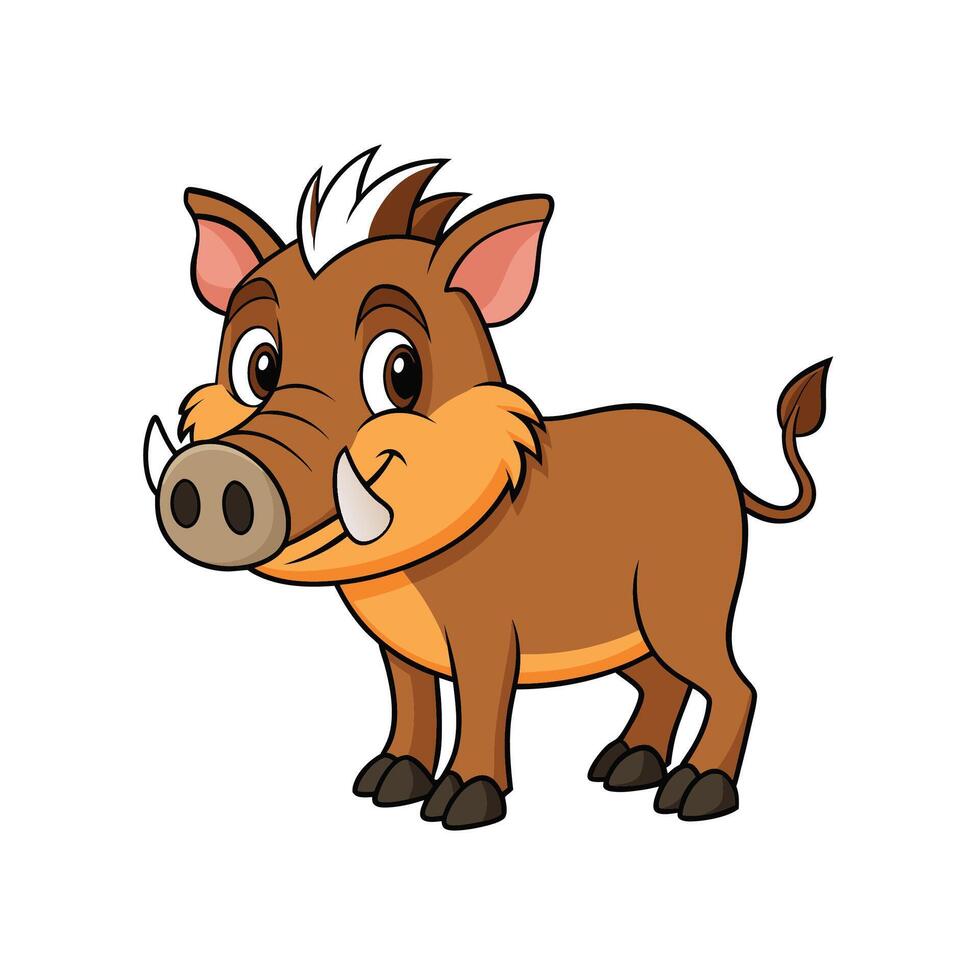 Cartoon wild boar illustration standing with a friendly expression vector