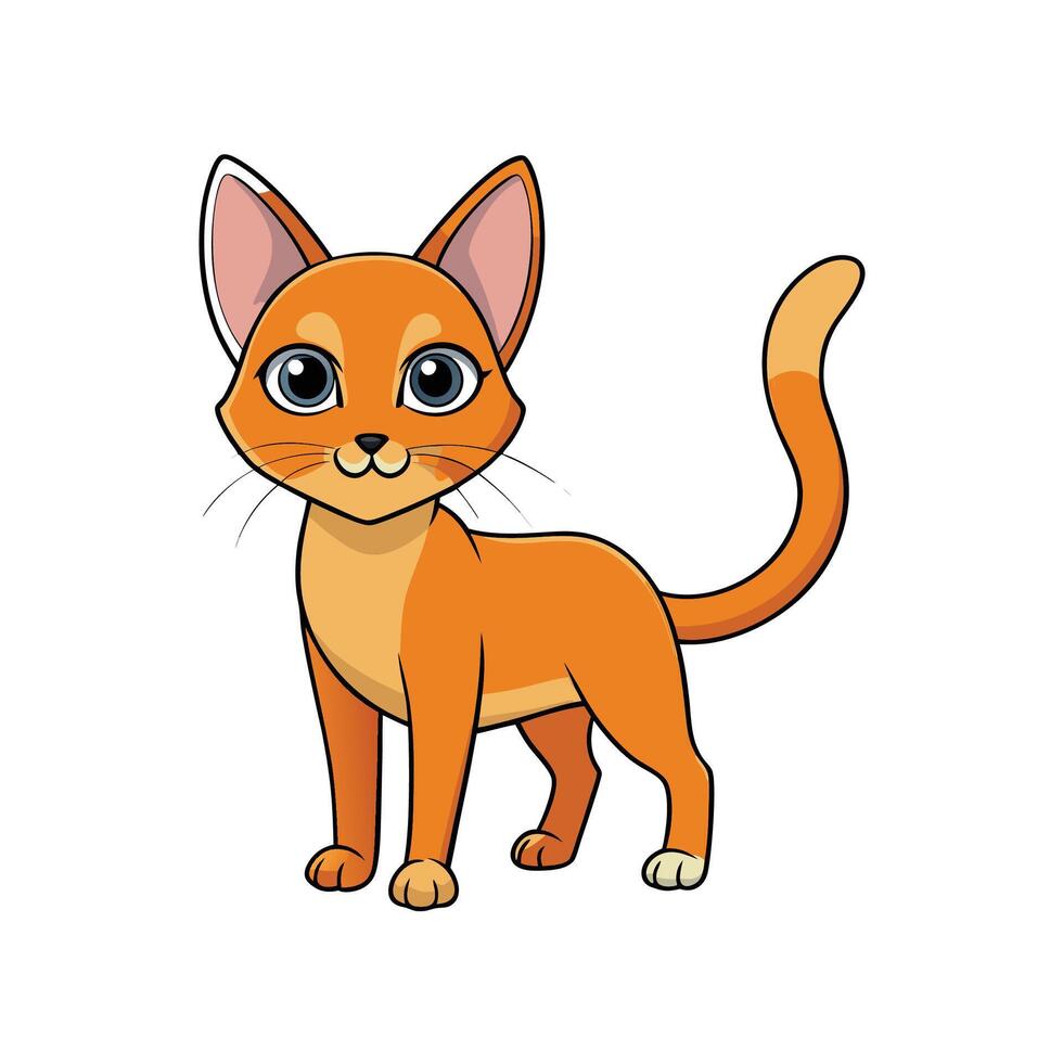 Cute orange tabby cartoon cat isolated on white background vector