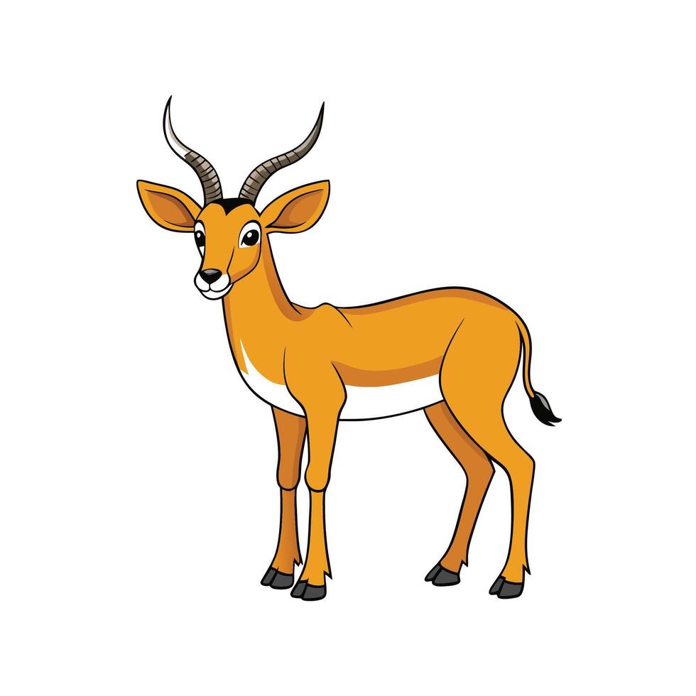 Cartoon illustration of a stylized impala antelope standing upright vector