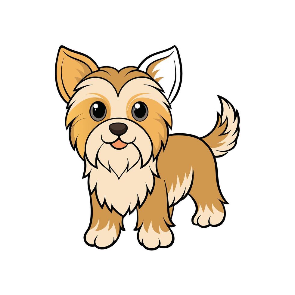 Cute cartoon puppy dog character standing and smiling cheerfully vector