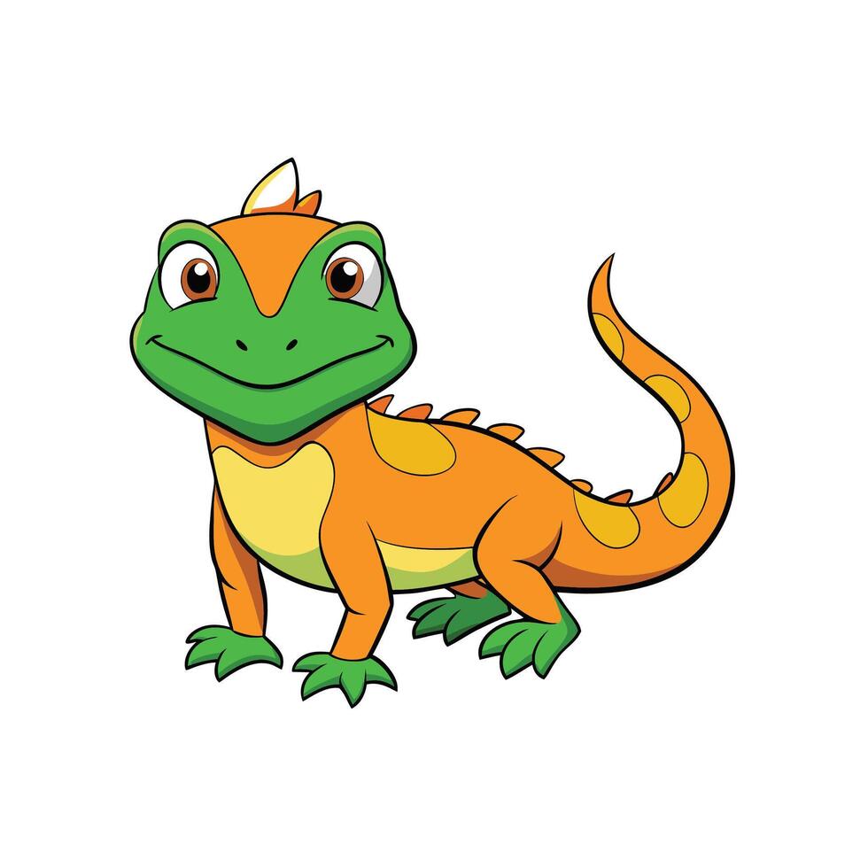 Cute cartoon gecko illustration on a white background vector