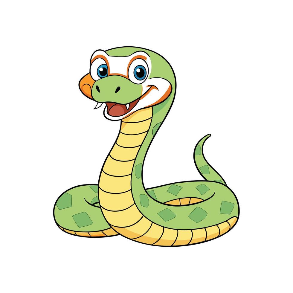 Cute cartoon snake character isolated on white background vector