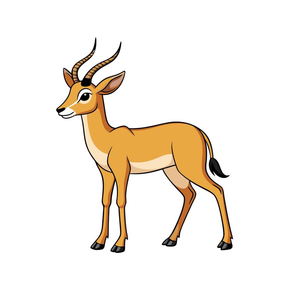 Cartoon Impala illustration in full body side view pose vector