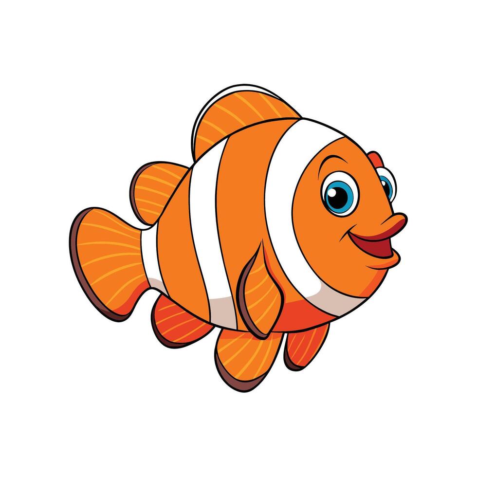 Cartoon Clownfish Illustration with Bold Outlines and Bright Colors vector
