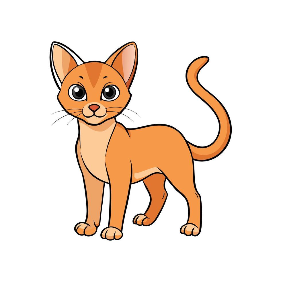 Cute cartoon orange cat standing on white background isolated vector