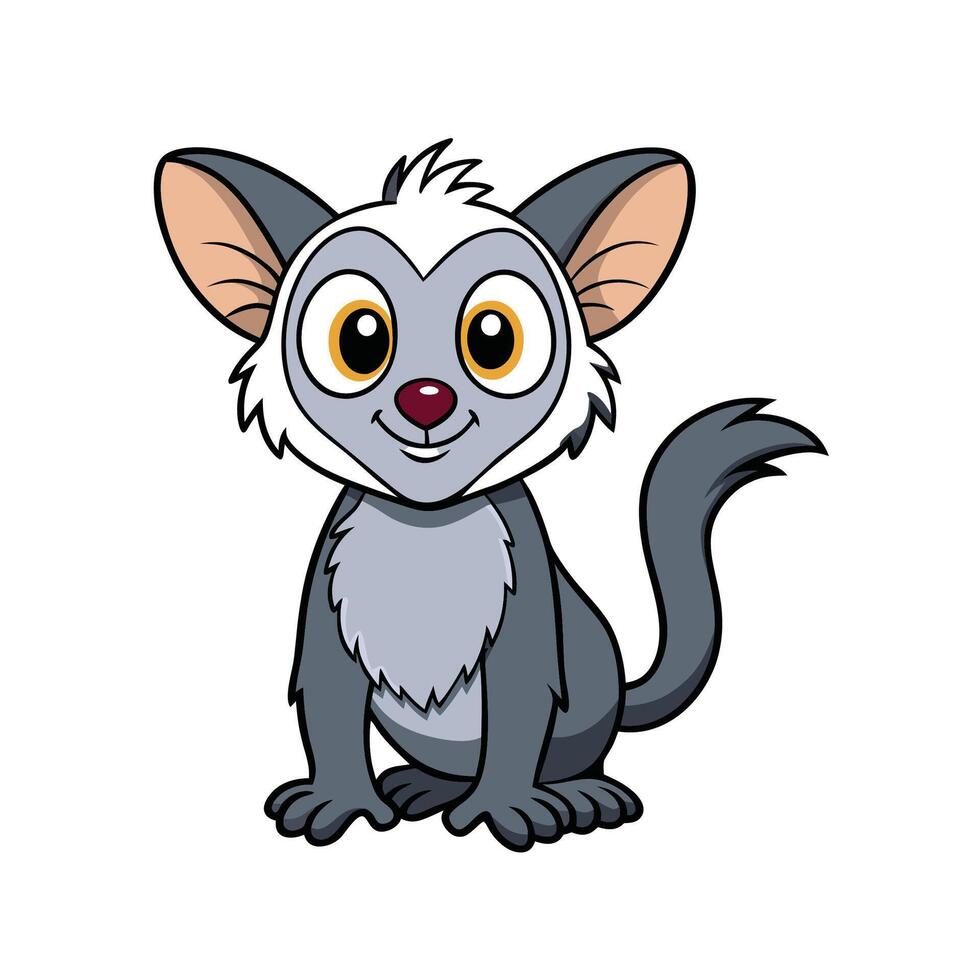 Cartoon grey cat sitting with a playful expression vector