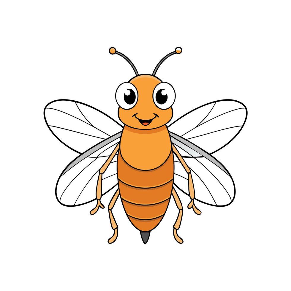 Cartoon honeybee illustration with happy expression and simple design vector