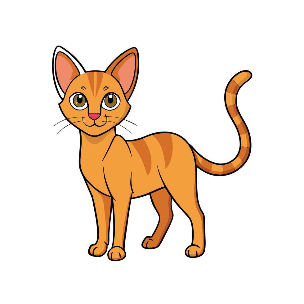 Cute cartoon orange tabby cat standing isolated on white vector
