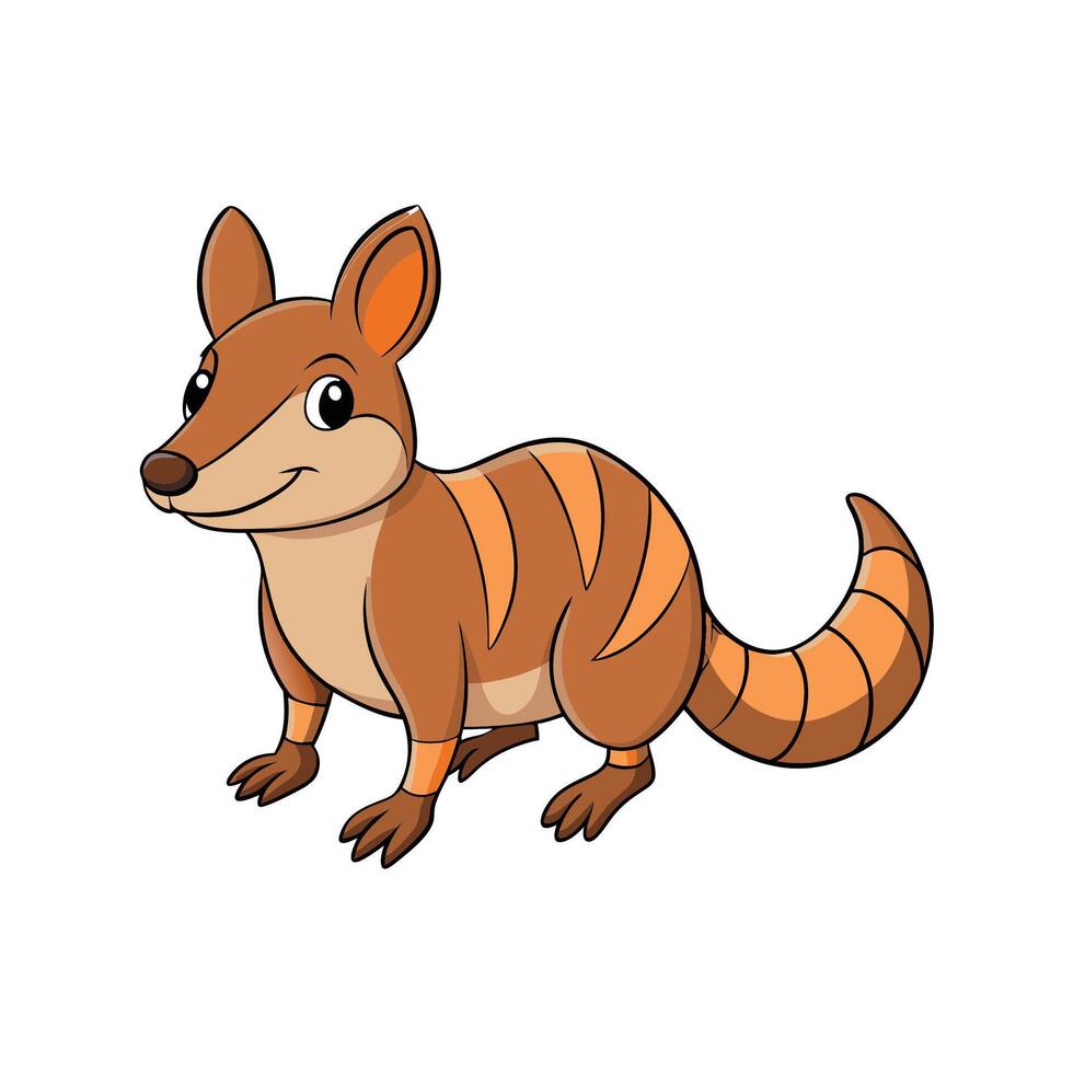 Cute cartoon Numbat illustration on white background smiling happily vector