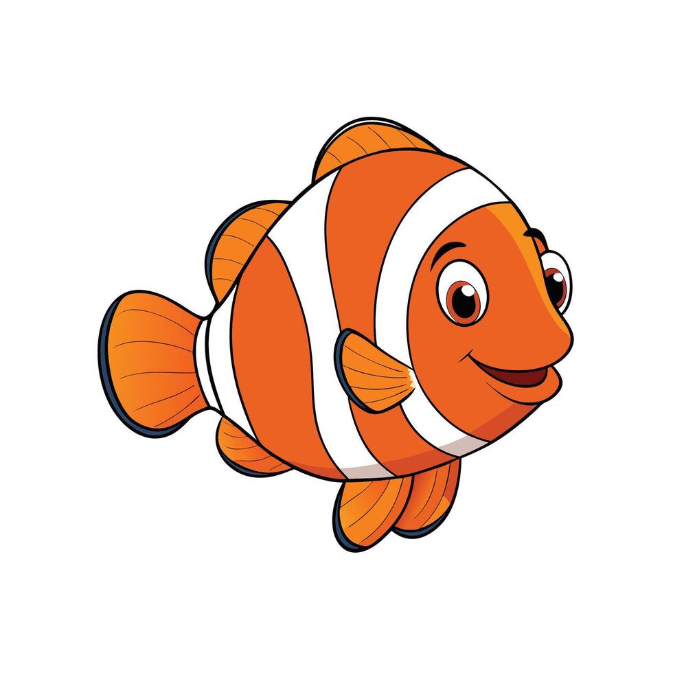 Cartoon clownfish illustration swimming isolated on white background stock vector