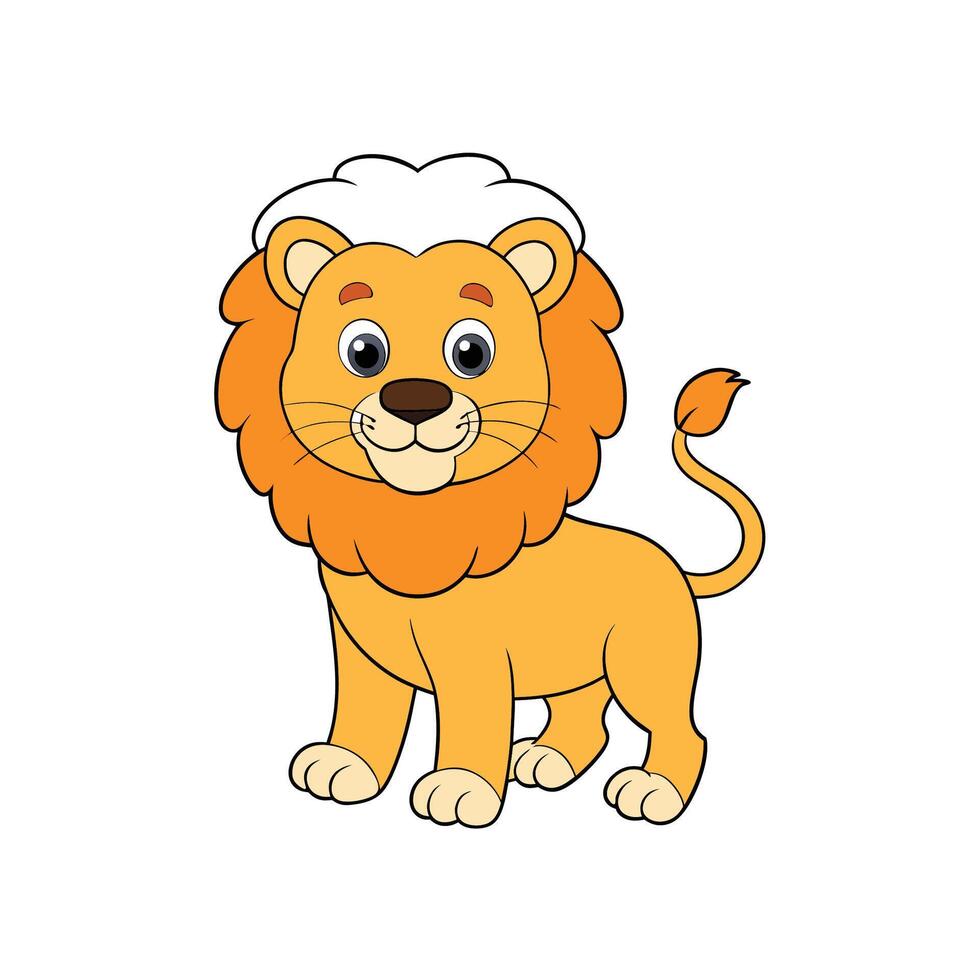 Cute cartoon lion illustration, isolated on white background vector