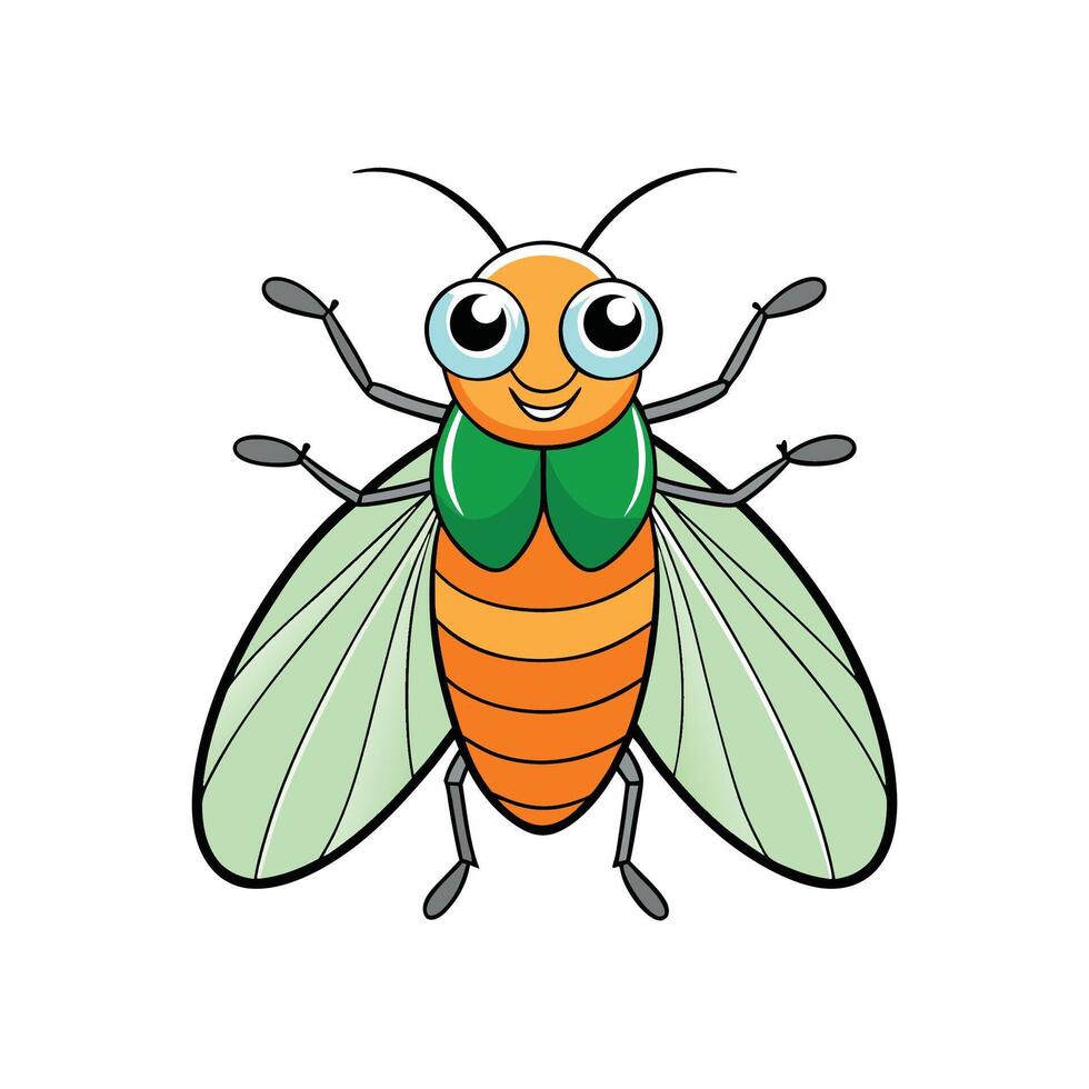 Cartoon fly illustration with cheerful expression on a white background vector
