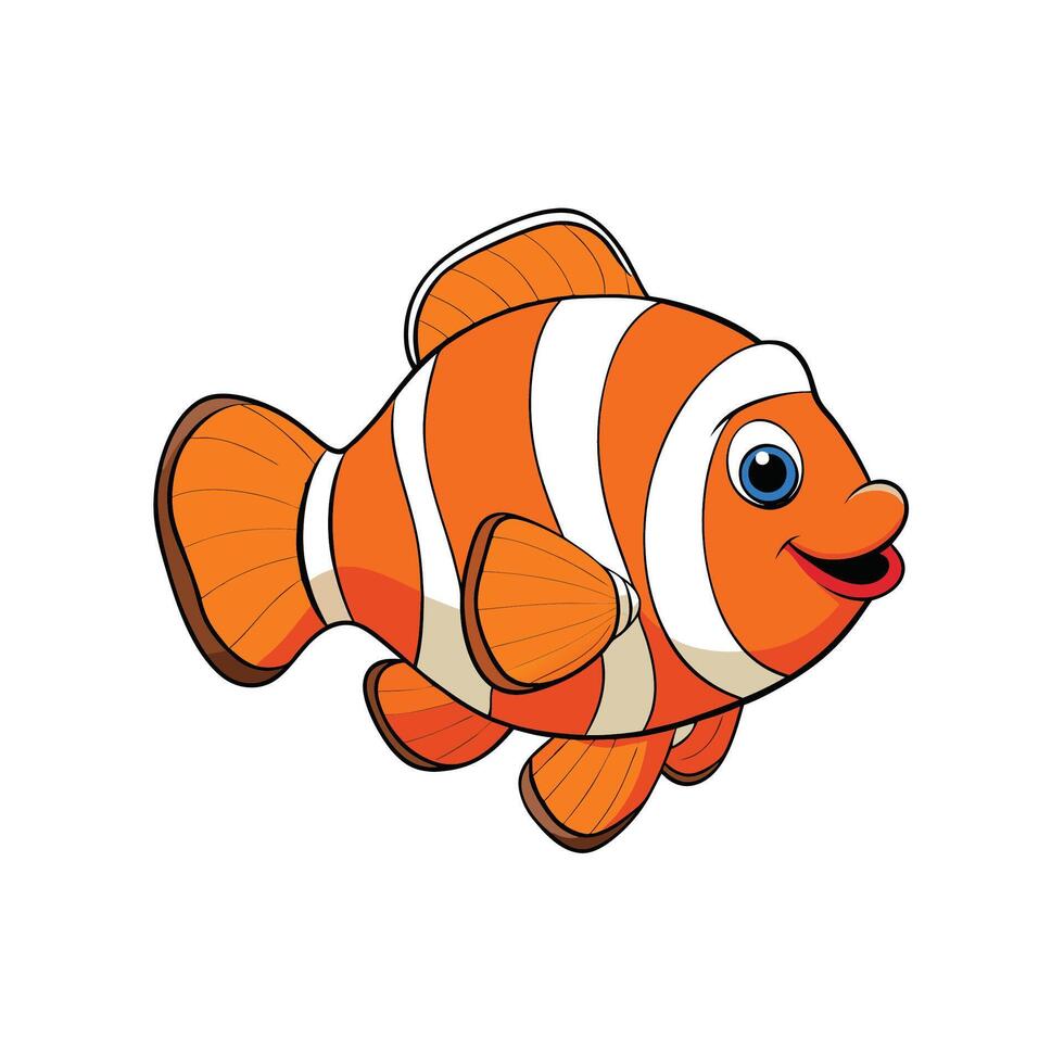 Cartoon clownfish with orange and white stripes illustration vector