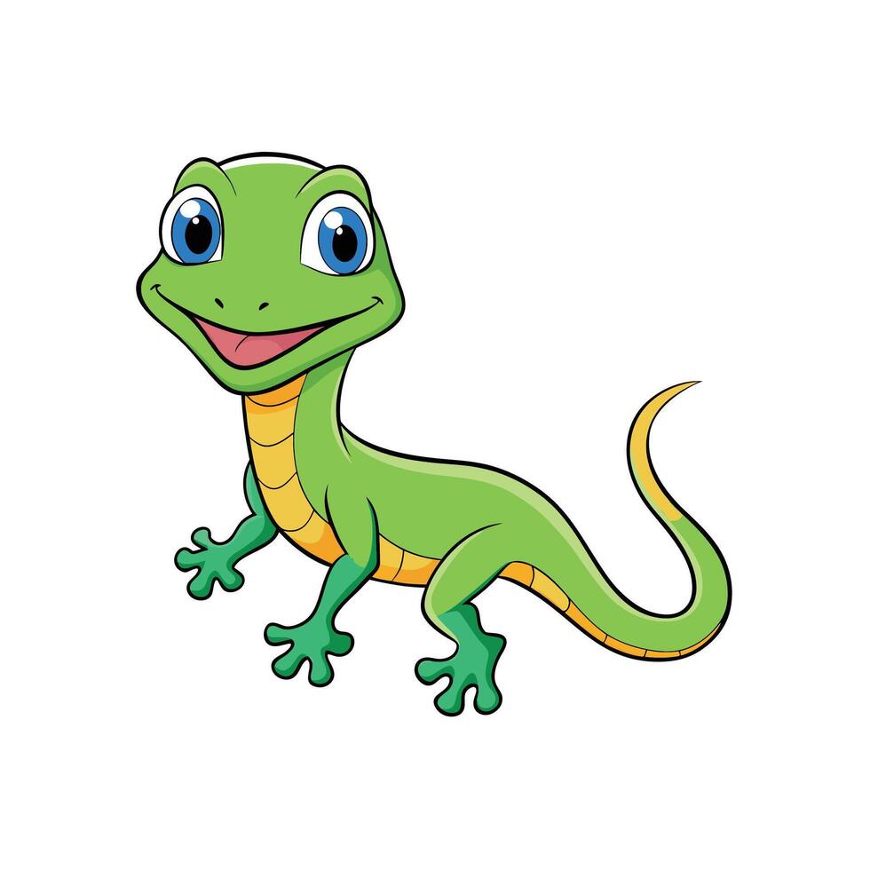 Friendly cartoon lizard posing on a clean white background vector
