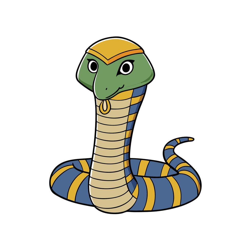 Cartoon Egyptian snake cobra isolated on a white background vector