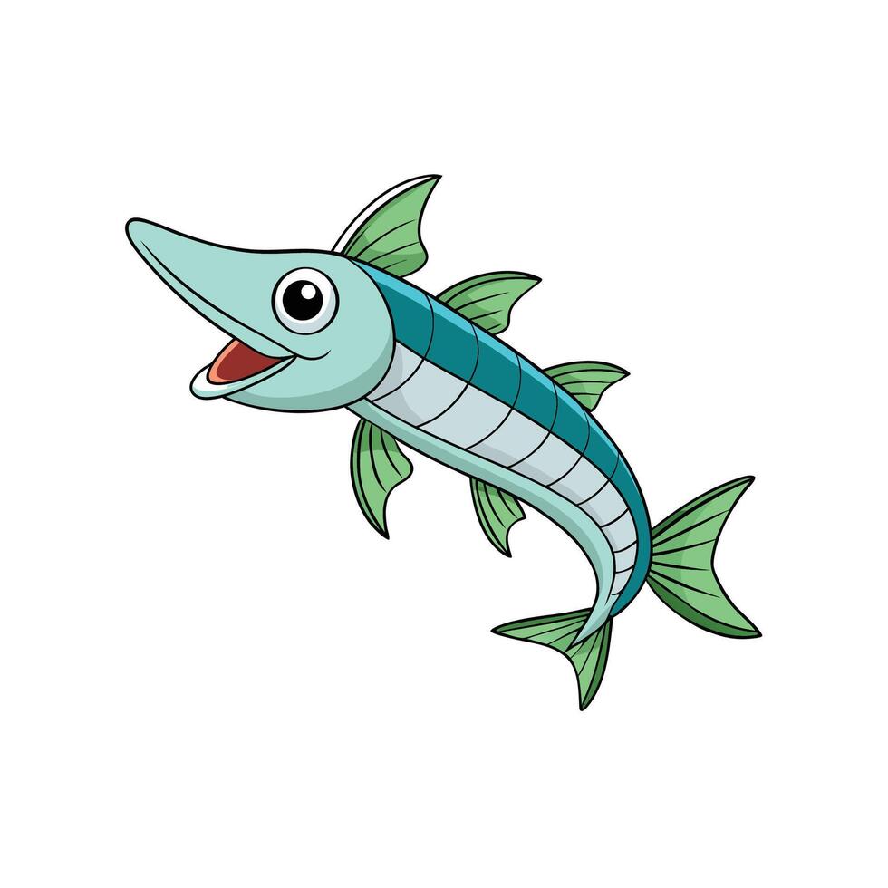 Cartoon swordfish illustration with friendly expression on white background vector