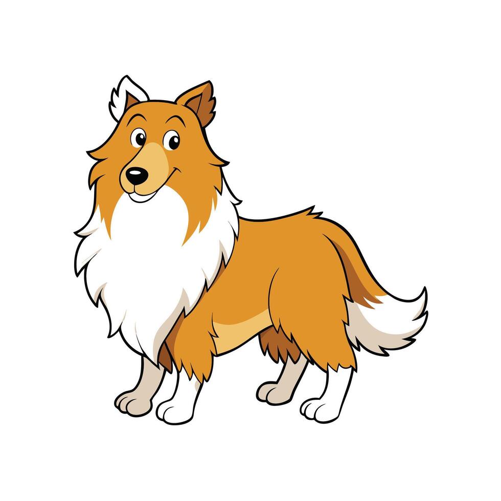 Cartoon illustration of a collie dog standing with smile vector