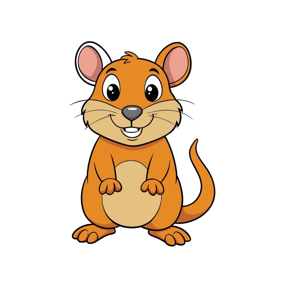 Cheerful Cartoon Mouse Standing Upright on White Background vector
