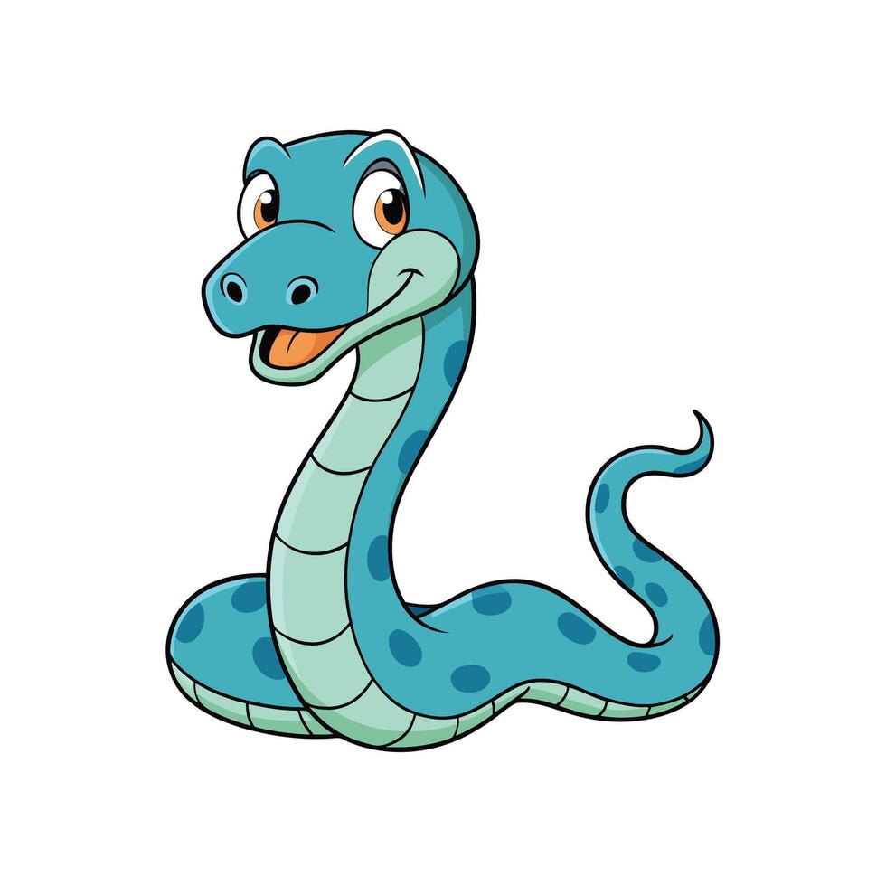 Cartoon blue snake with spots and friendly expression vector