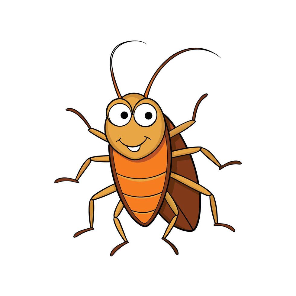 Cartoon cockroach illustration with playful expression on a white background vector