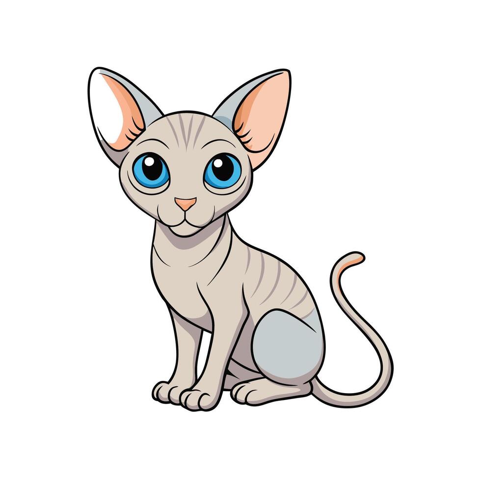 Cute Sphynx cat illustration sitting on a white background vector
