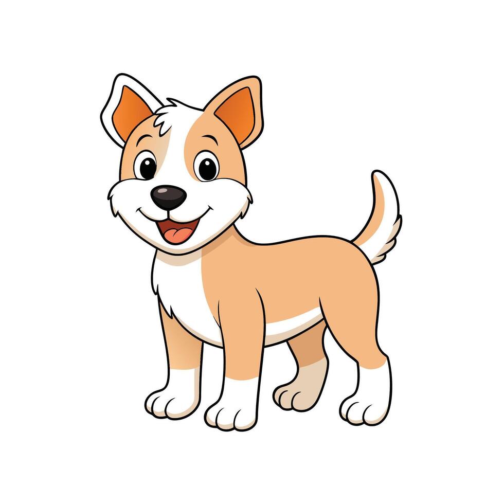 Cartoon dog illustration standing cheerfully with a white background vector