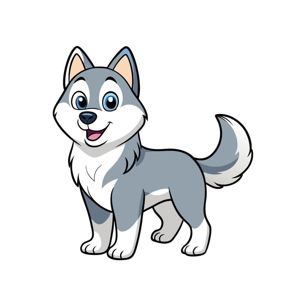 Cartoon Husky Dog Standing With a Happy Expression vector