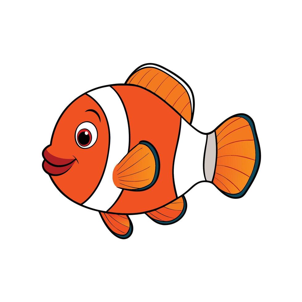 Cartoon clownfish swimming happily with vibrant colors and details vector