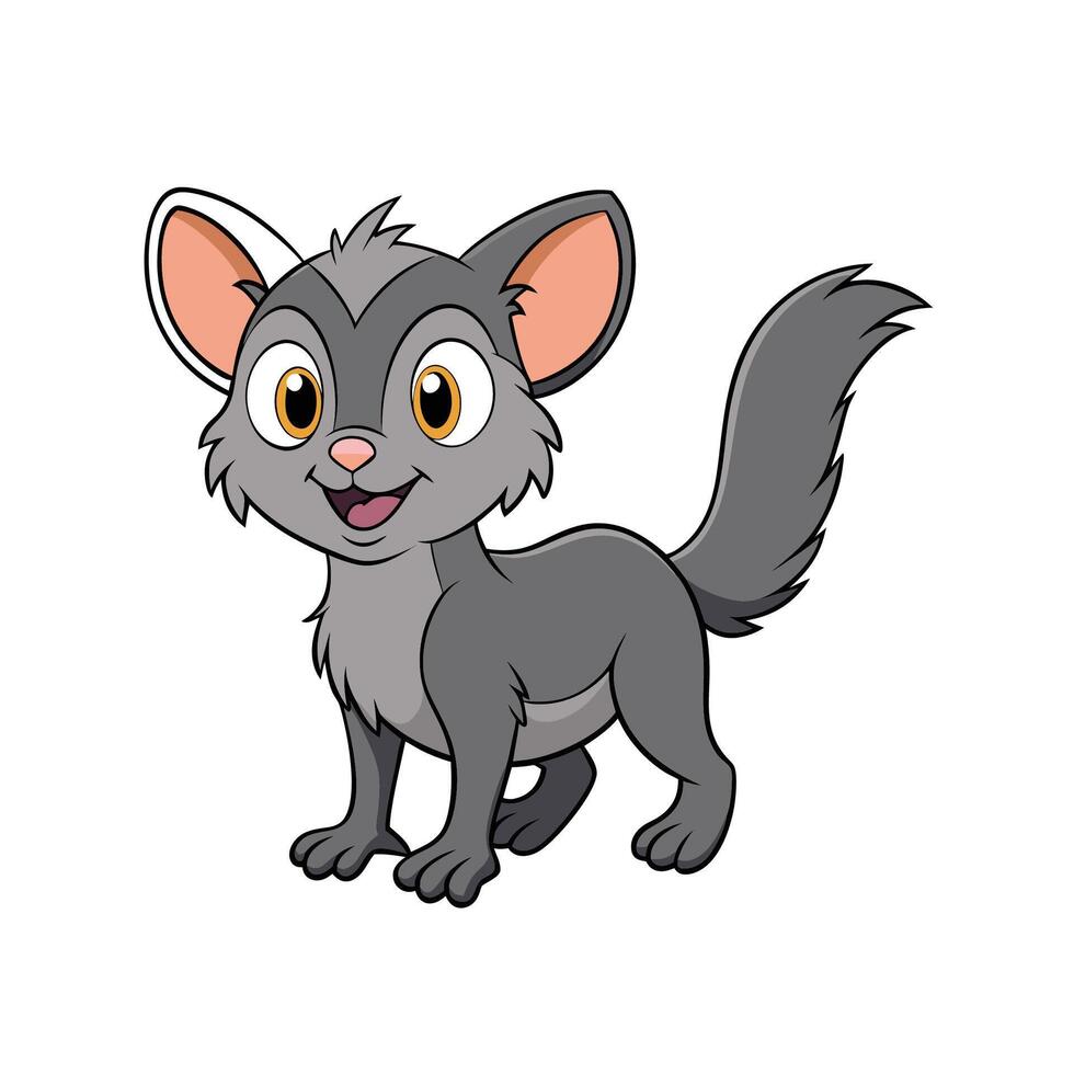 Cute cartoon grey cat with a friendly expression art vector