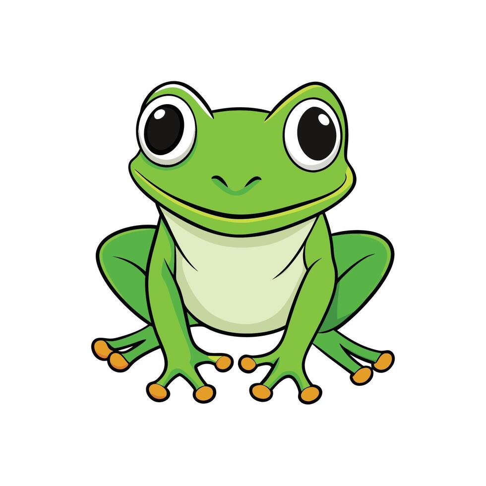 Cartoon Green Tree Frog Isolated on White Background vector
