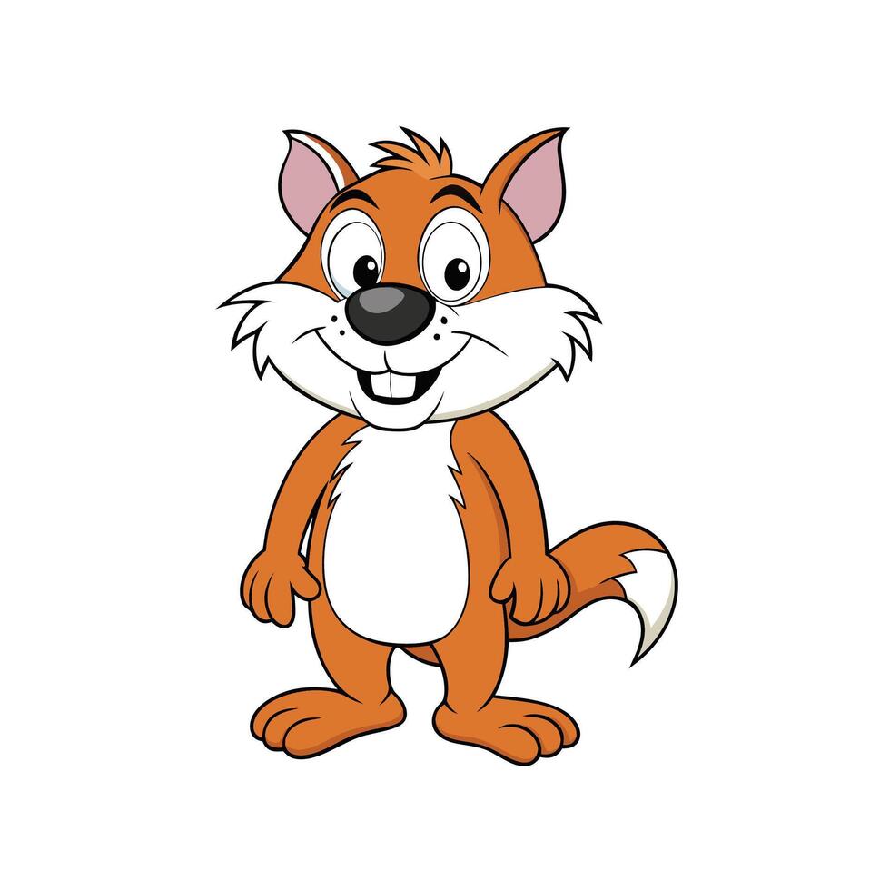 Cute Cartoon Squirrel Character with Smiling Face and Paws vector