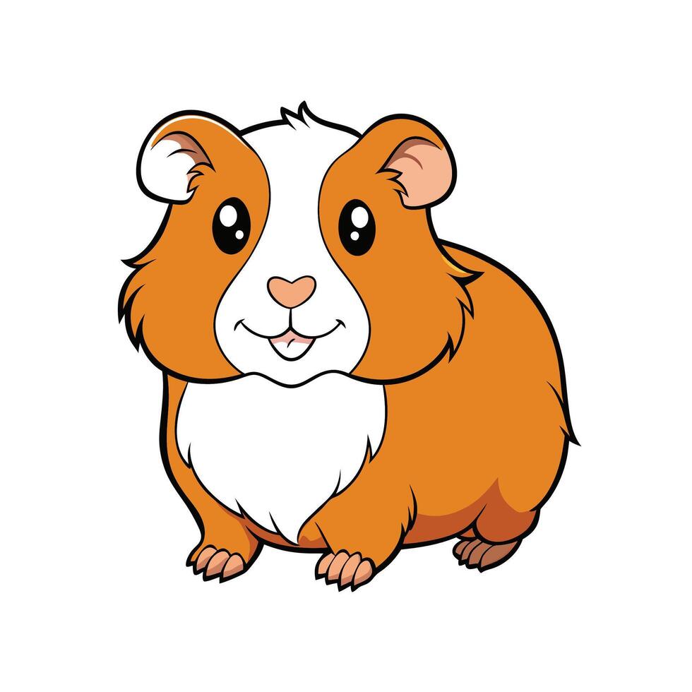 Cartoon guinea pig with orange and white fur illustration vector