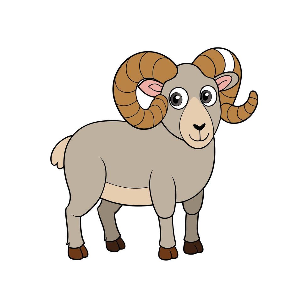 Cartoon ram illustration in neutral colors on white background vector