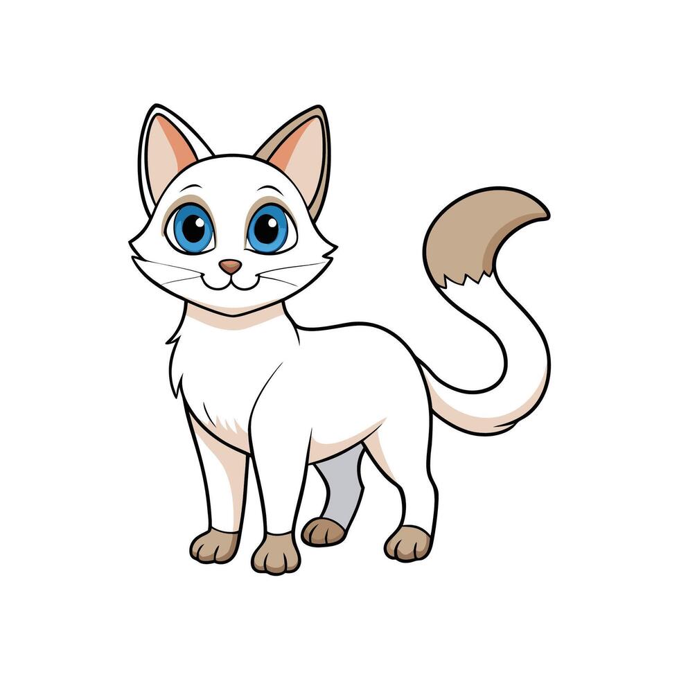 Cartoon cat with blue eyes and friendly expression vector