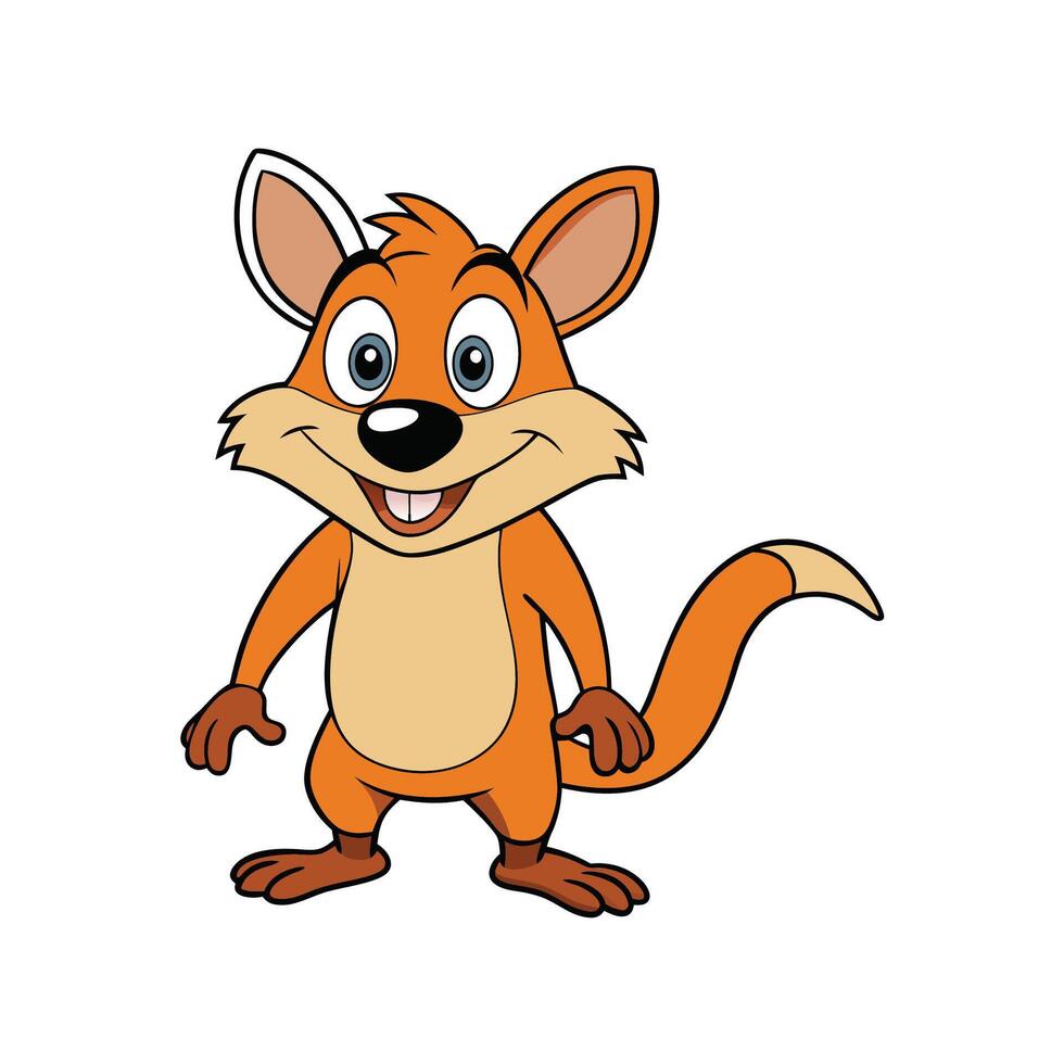 Happy Cartoon Fox Character Smiling Frontal View Illustration vector