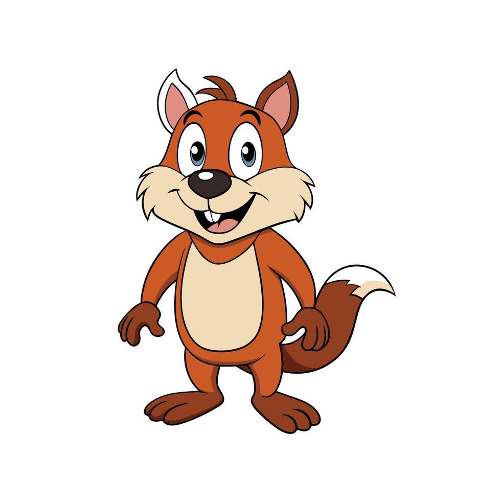 Friendly cartoon squirrel standing and smiling illustration art design vector