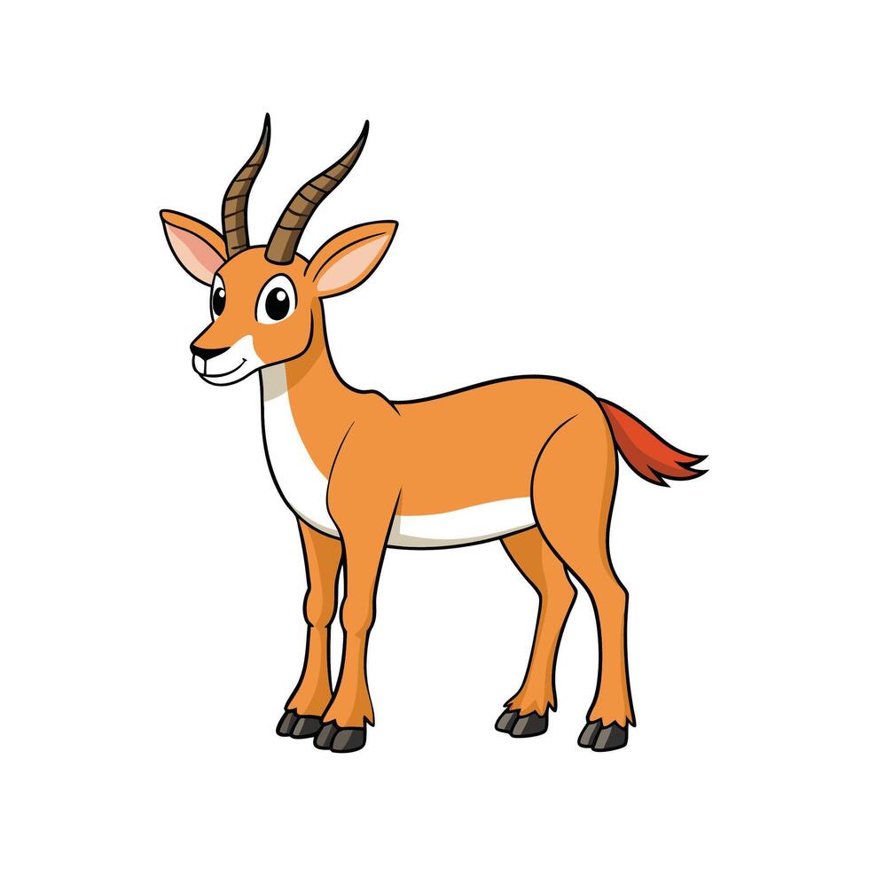 Cartoon illustration of a cute antelope on white background vector