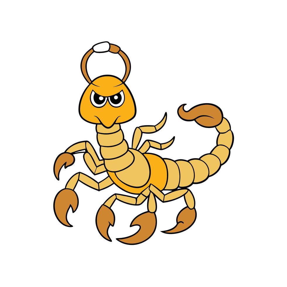 Cartoon Scorpion with Angry Expression and Pincer Claws vector