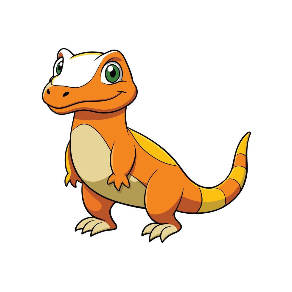 Cartoon lizard standing on two legs isolated on white vector