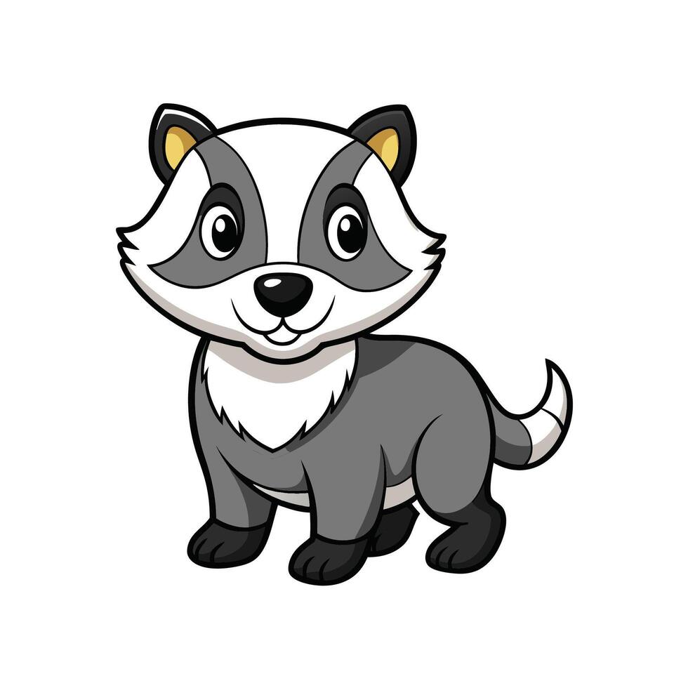 Cartoon badger illustration with cute, charming, and playful expression vector