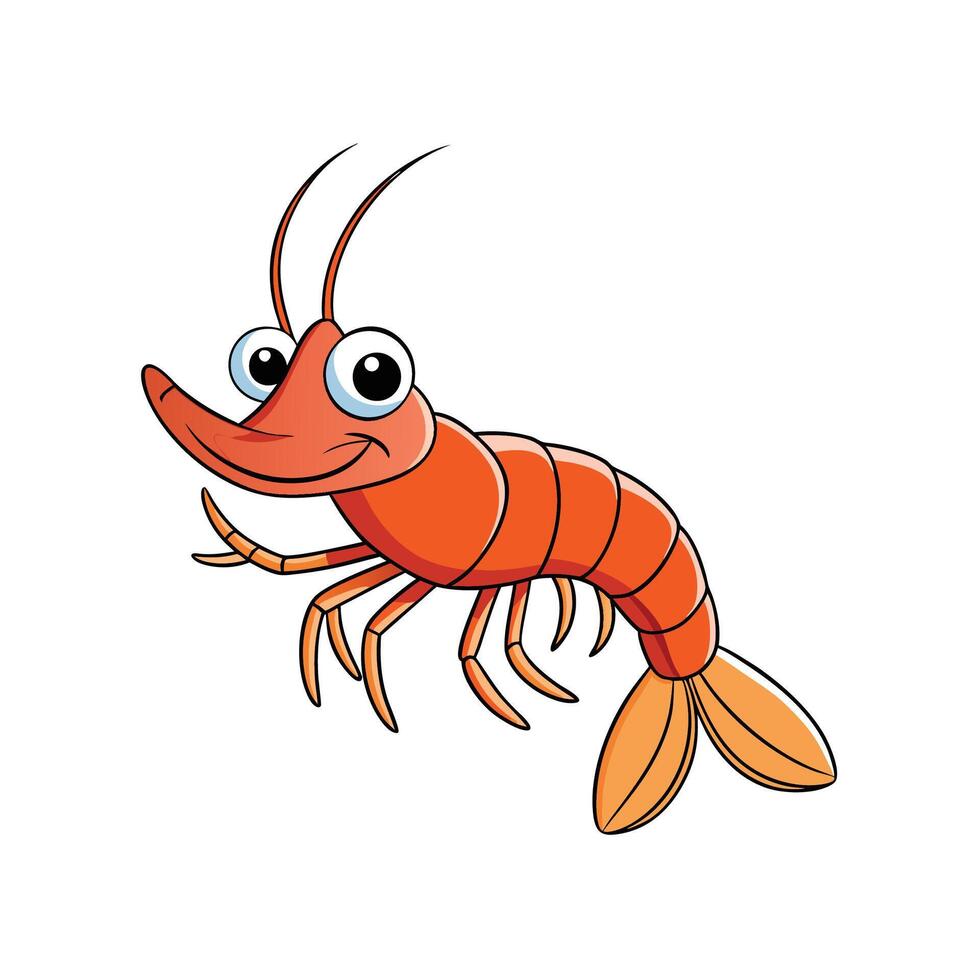 Cartoon shrimp illustration on a white background vector